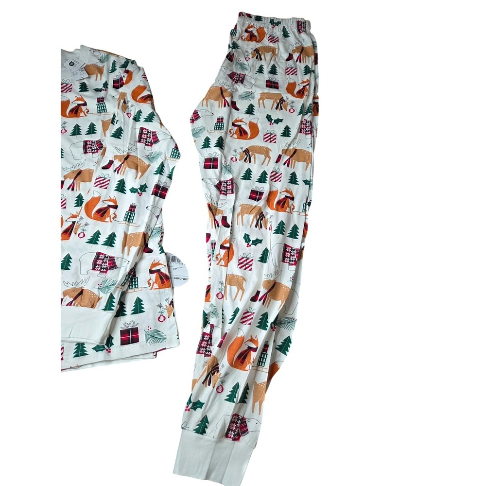 The PJs Place Adult S/P Pajamas Set Winter‎ Animals Trees Fox Deer Polar Bear - Picture 5 of 7